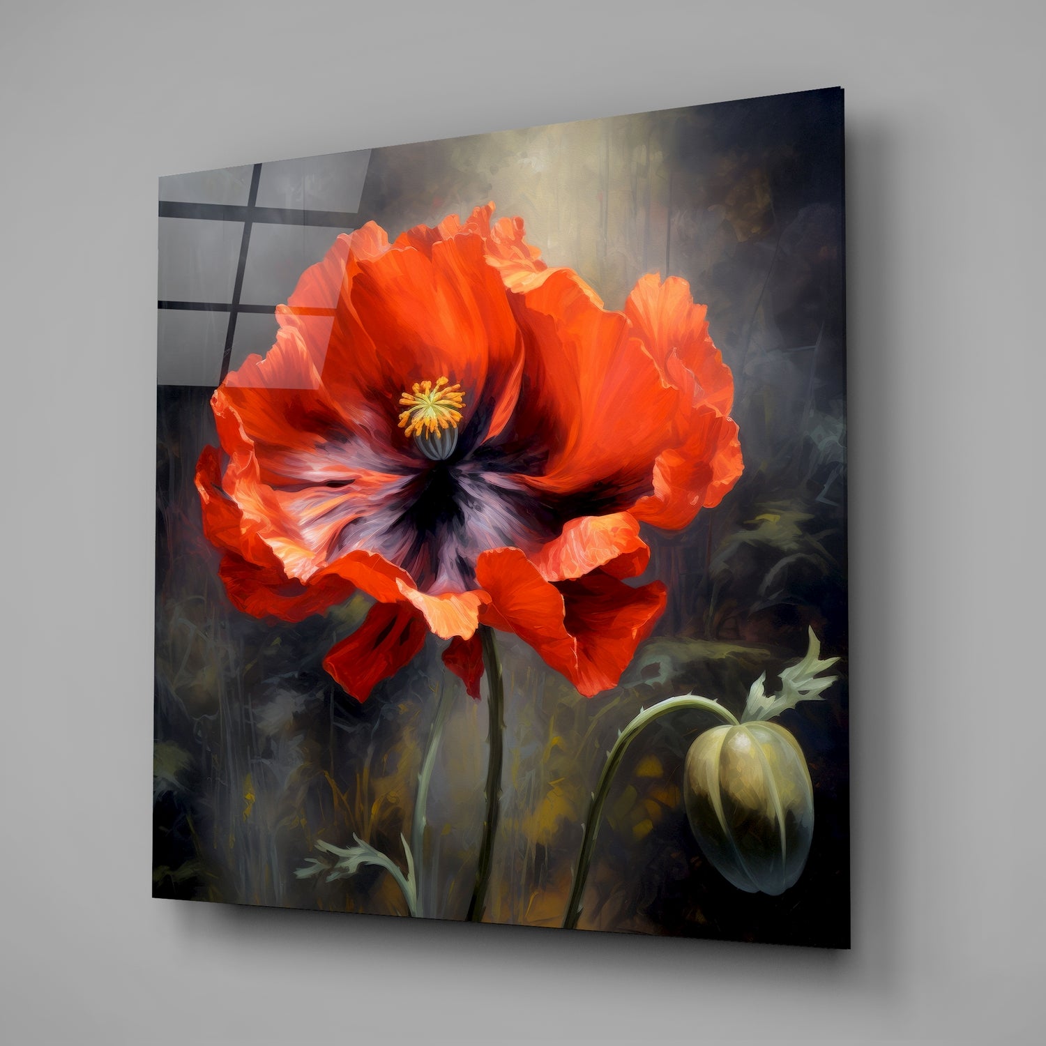 Poppy Flower Glass Wall Art.