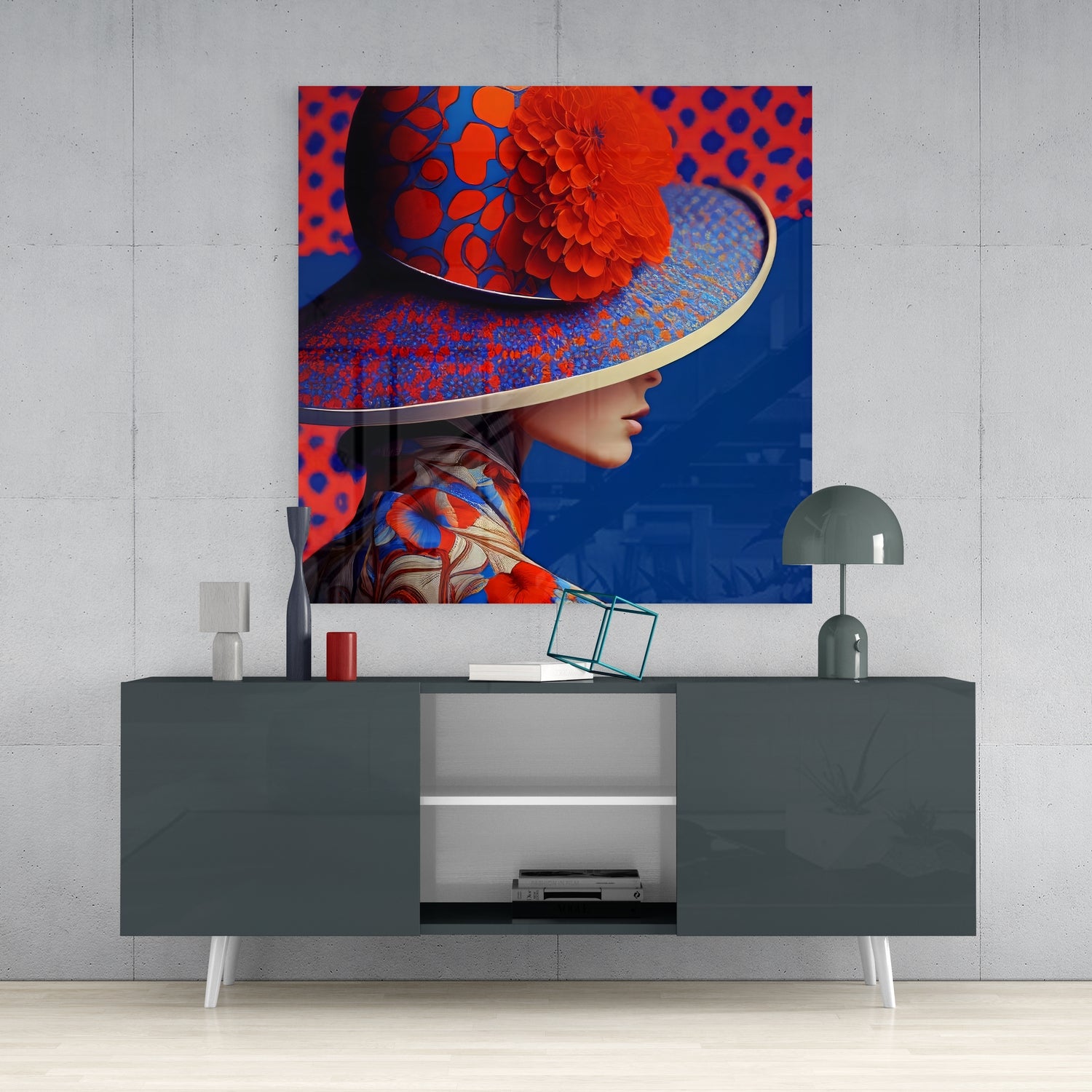 Hat Glass Wall Art|| Designer's Collection.