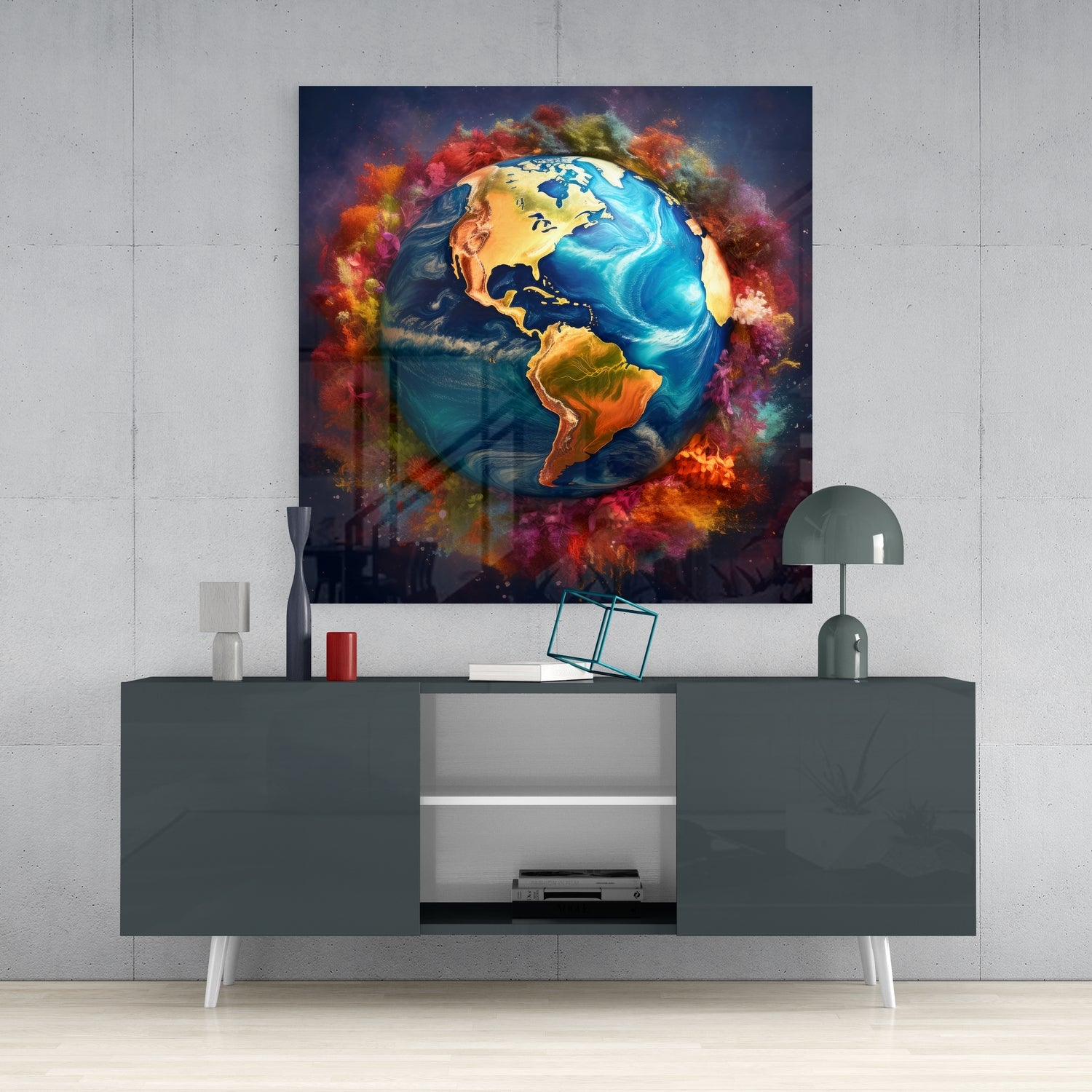 Color Explosions On Earth Glass Wall Art|| Designer's Collection.