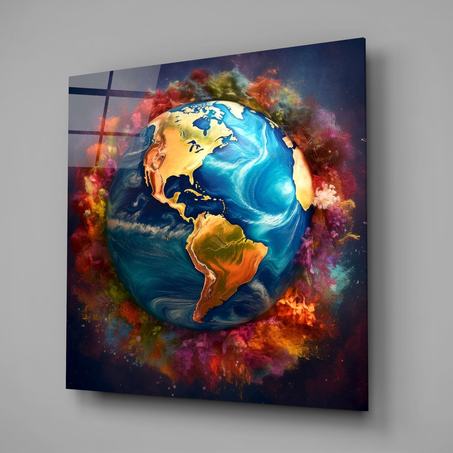 Color Explosions On Earth Glass Wall Art|| Designer's Collection.