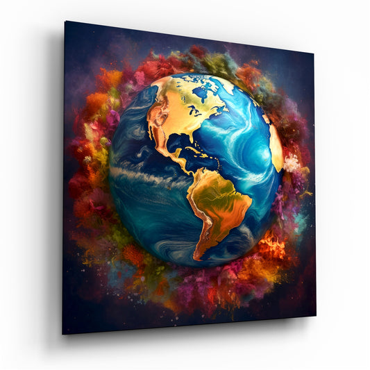 Color Explosions On Earth Glass Wall Art|| Designer's Collection.