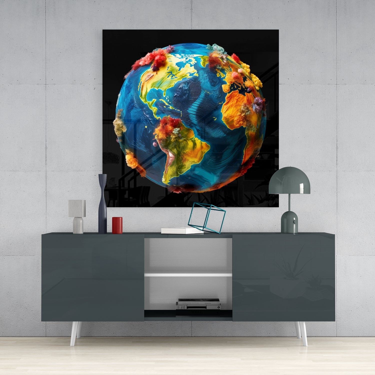 Color Explosions On Earth Glass Wall Art|| Designer's Collection.