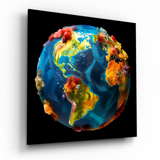 Color Explosions On Earth Glass Wall Art|| Designer's Collection.