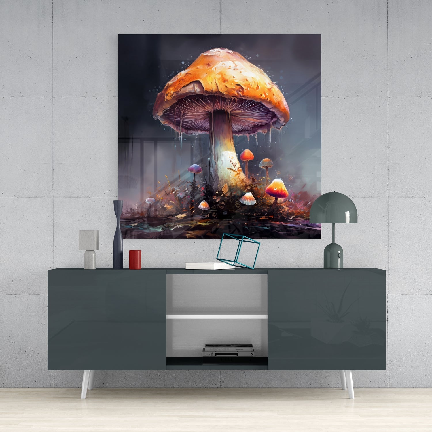 Mushroom Glass Wall Art|| Designer's Collection.