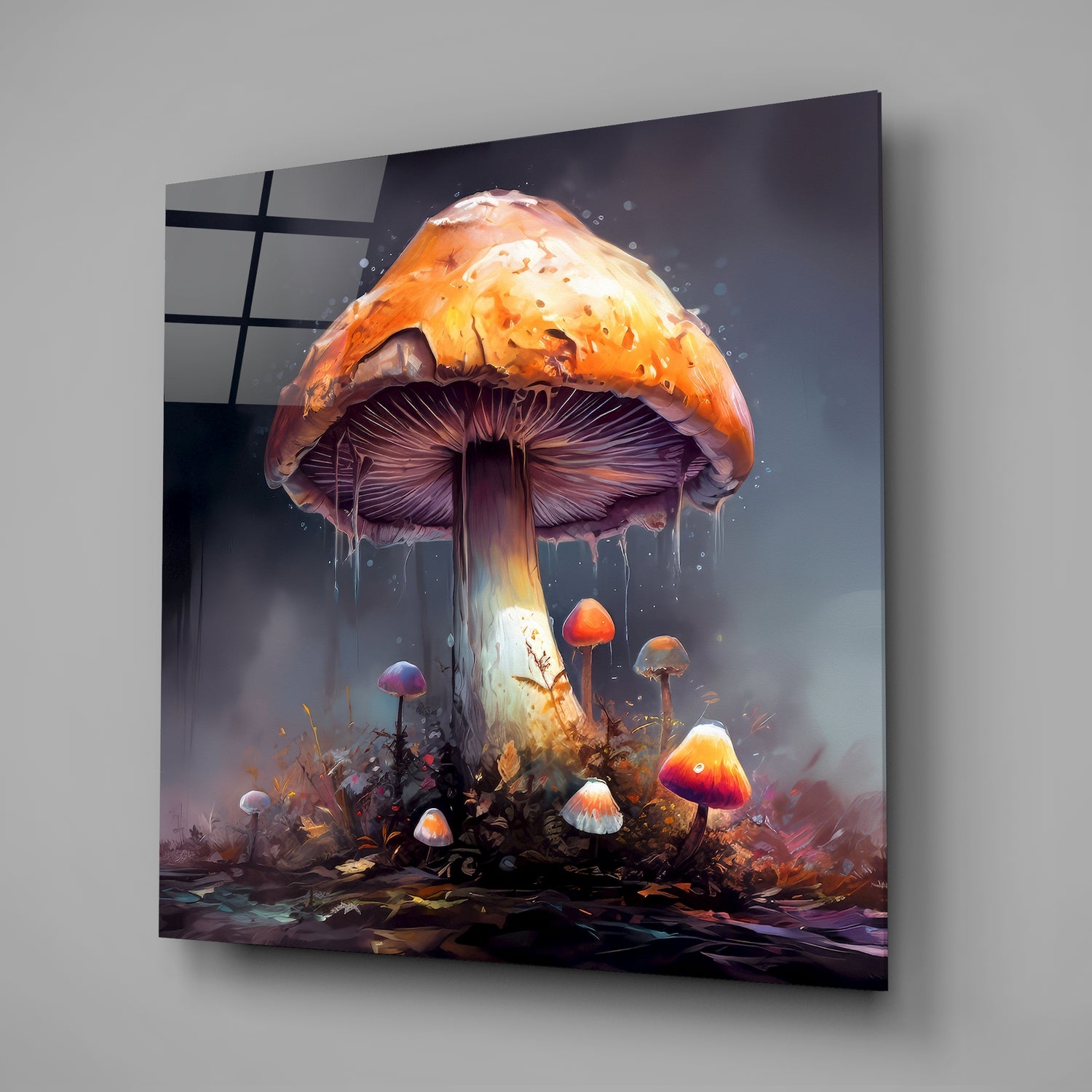 Mushroom Glass Wall Art|| Designer's Collection.