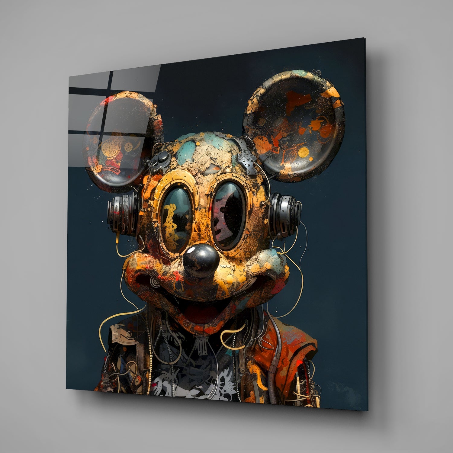 Mickey The Machine Glass Wall Art|| Designer's Collection.
