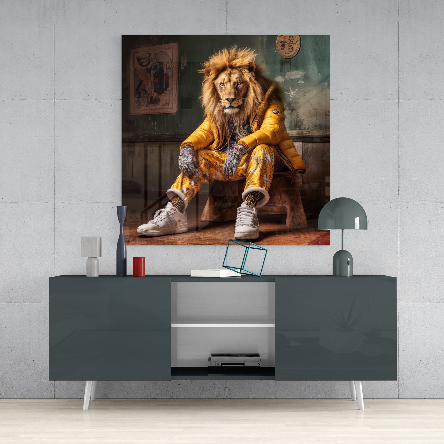 Lion Vogue Glass Wall Art|| Designer's Collection.