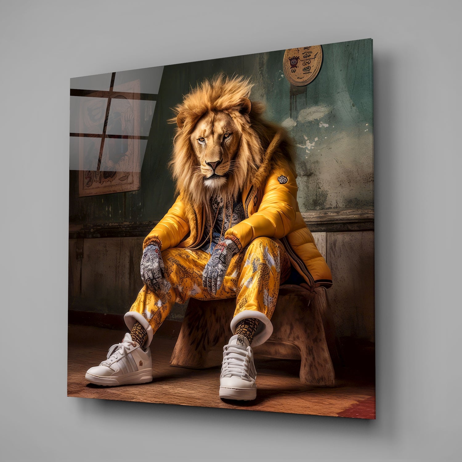 Lion Vogue Glass Wall Art|| Designer's Collection.