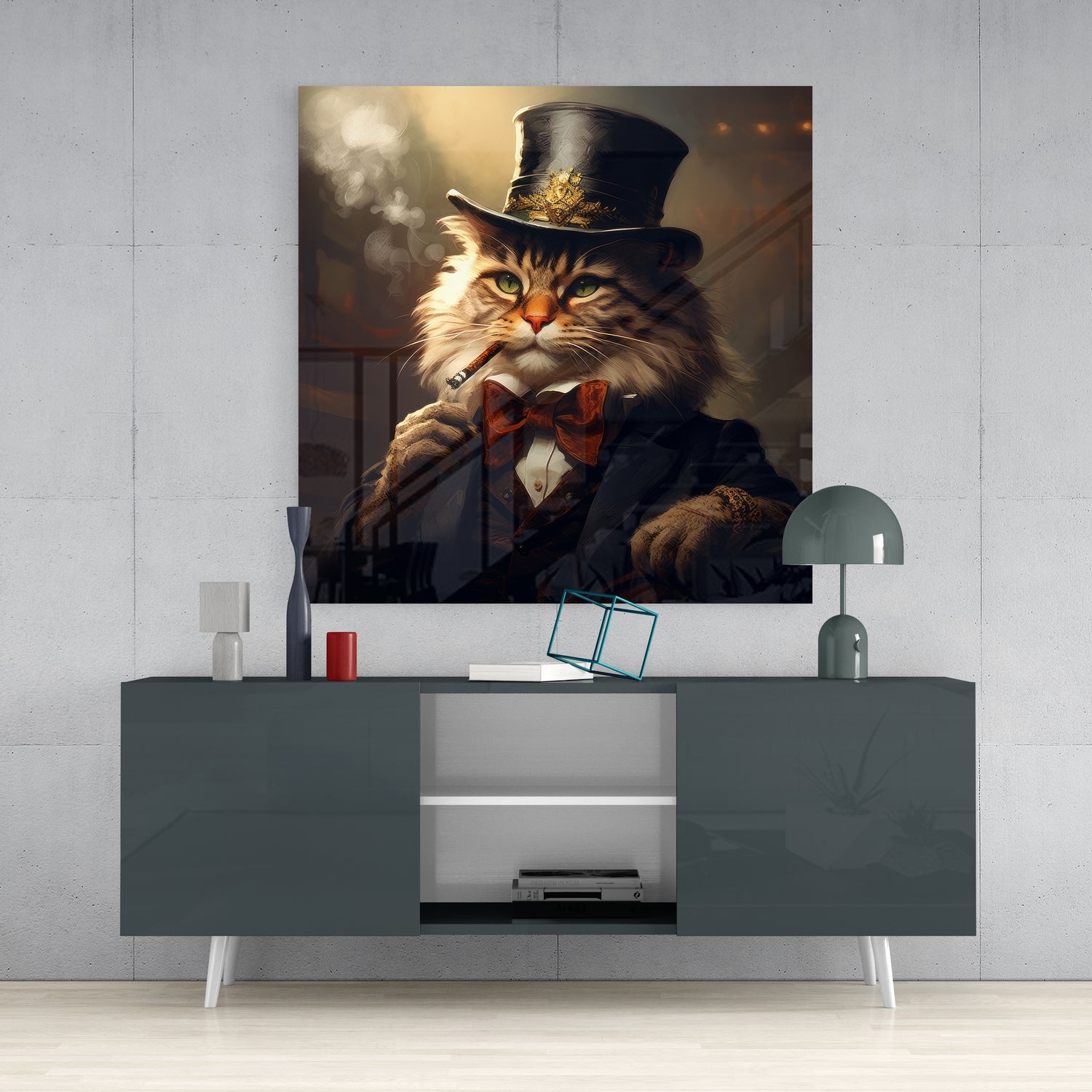 Catleman Glass Wall Art|| Designer's Collection.