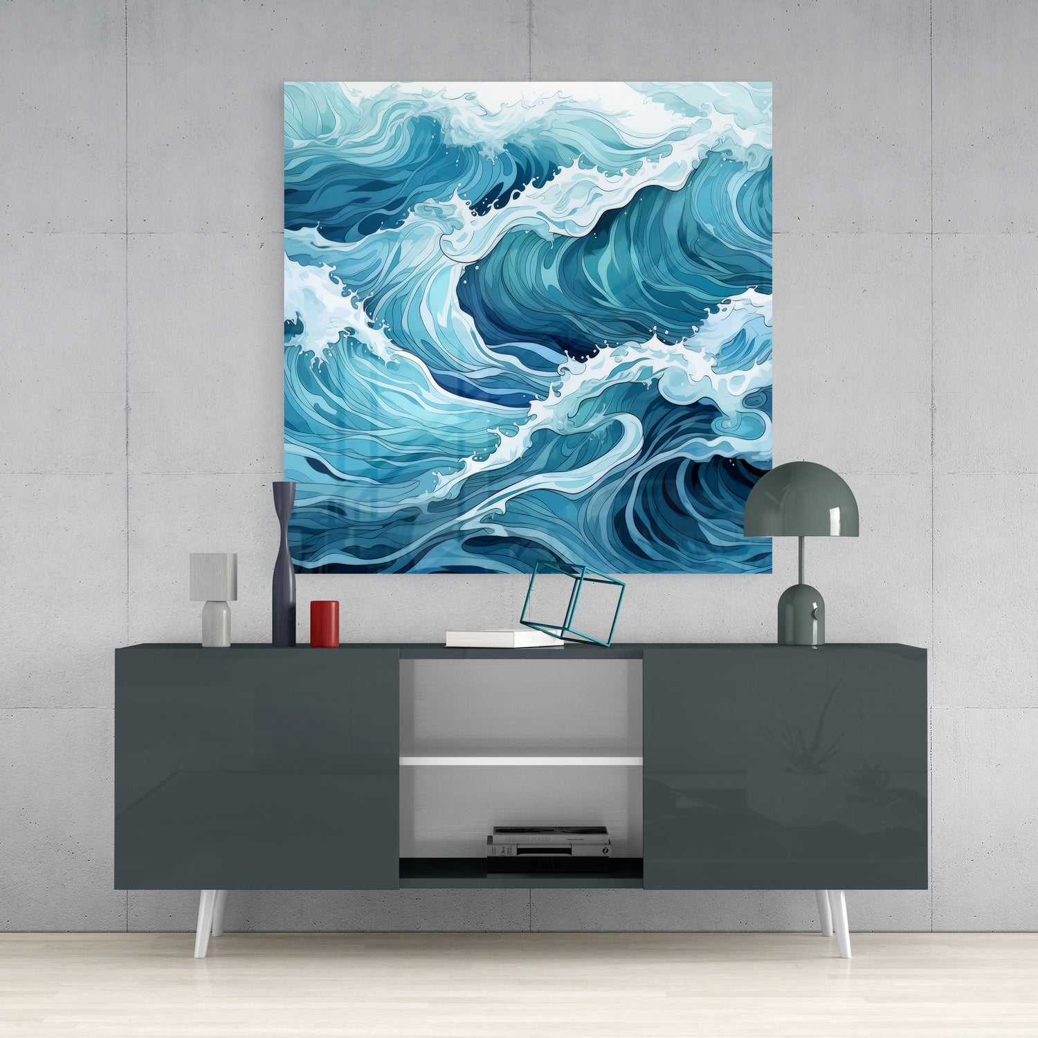 Waves Glass Wall Art|| Designer's Collection.