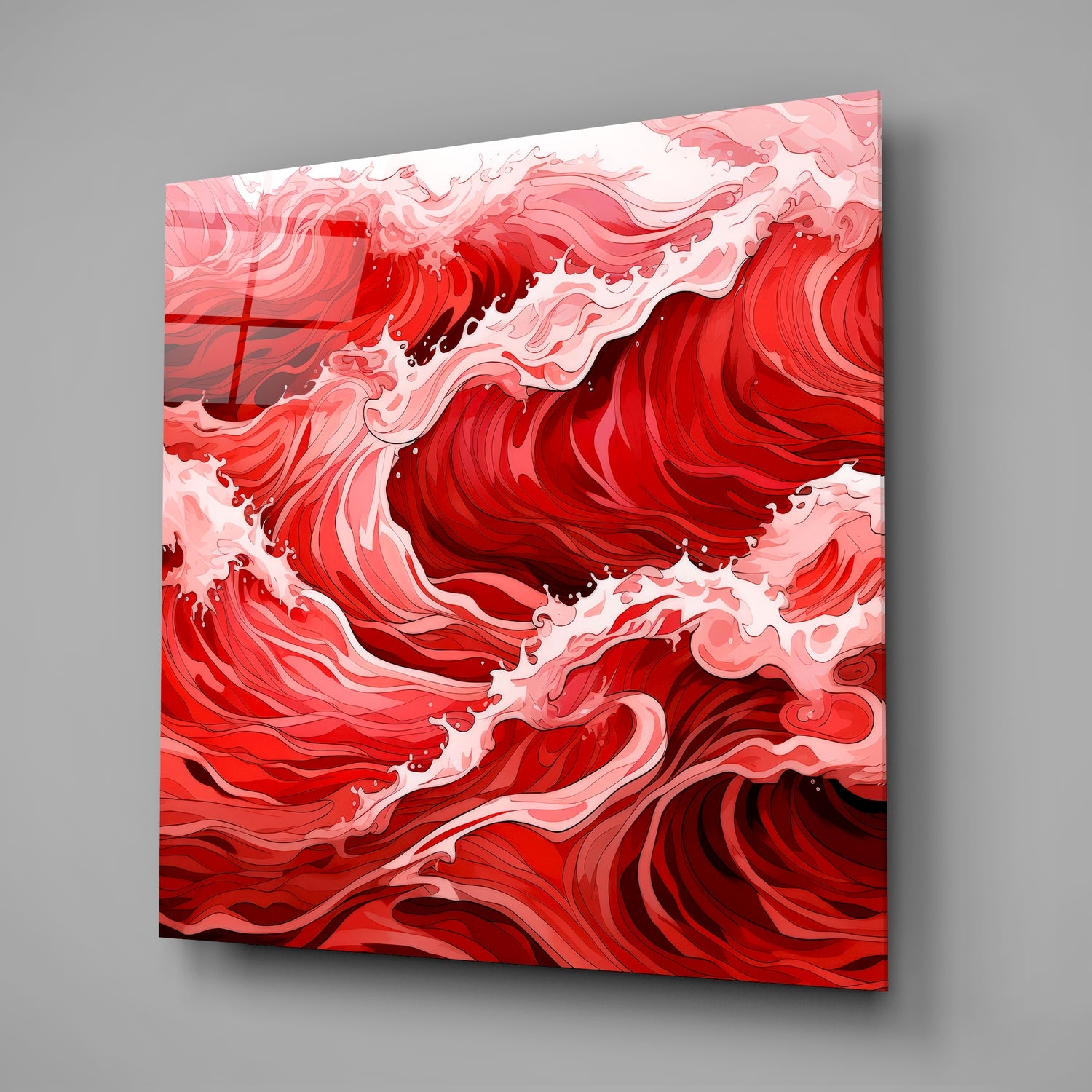 Red Waves Glass Wall Art|| Designer's Collection.