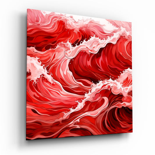 Red Waves Glass Wall Art|| Designer's Collection.