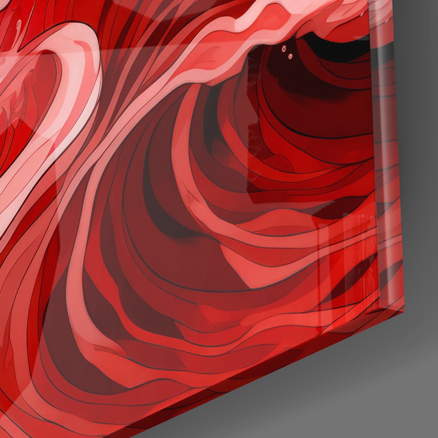 Red Waves Glass Wall Art|| Designer's Collection.