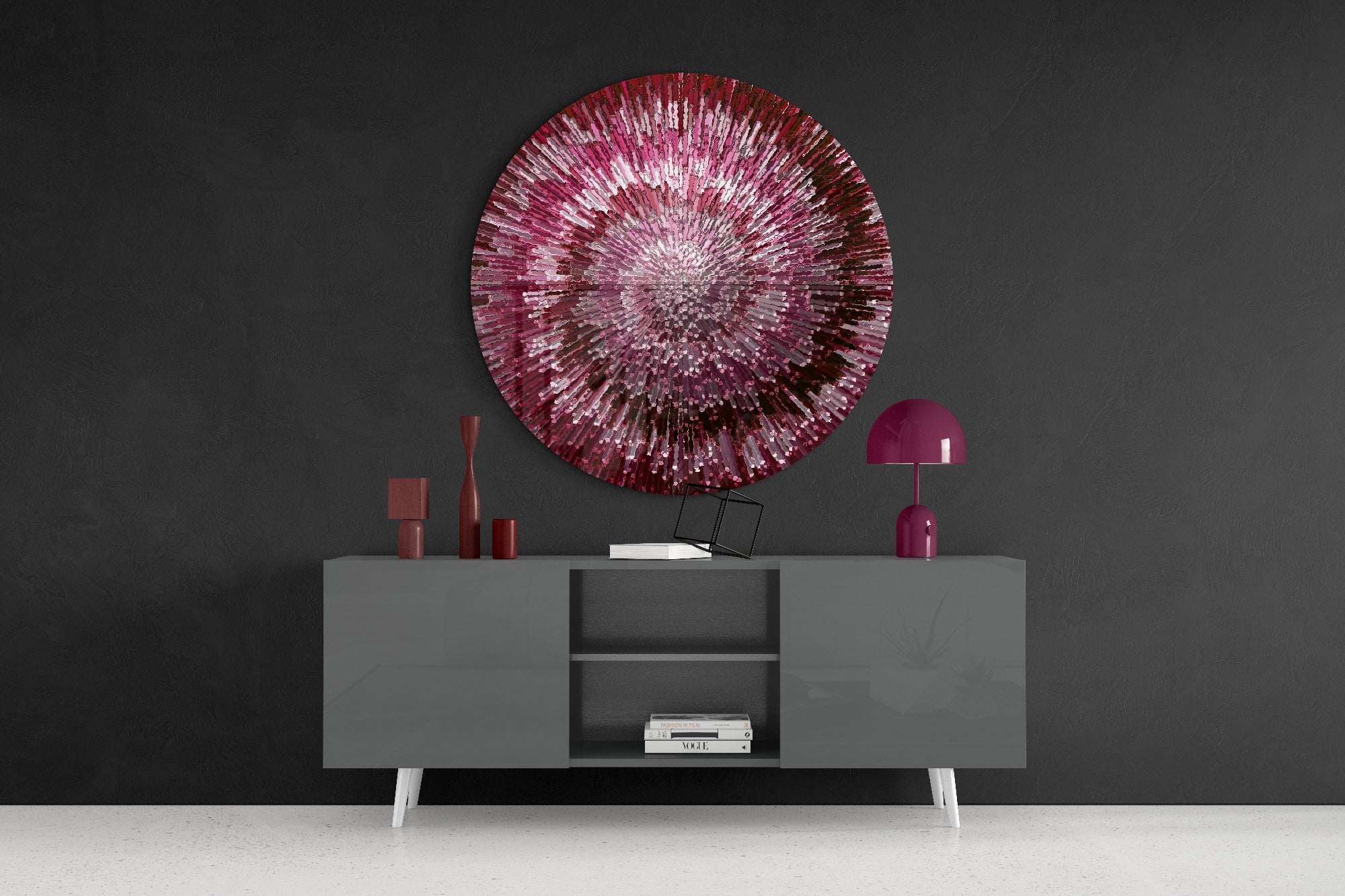 Ruby Helix Glass Wall Art.