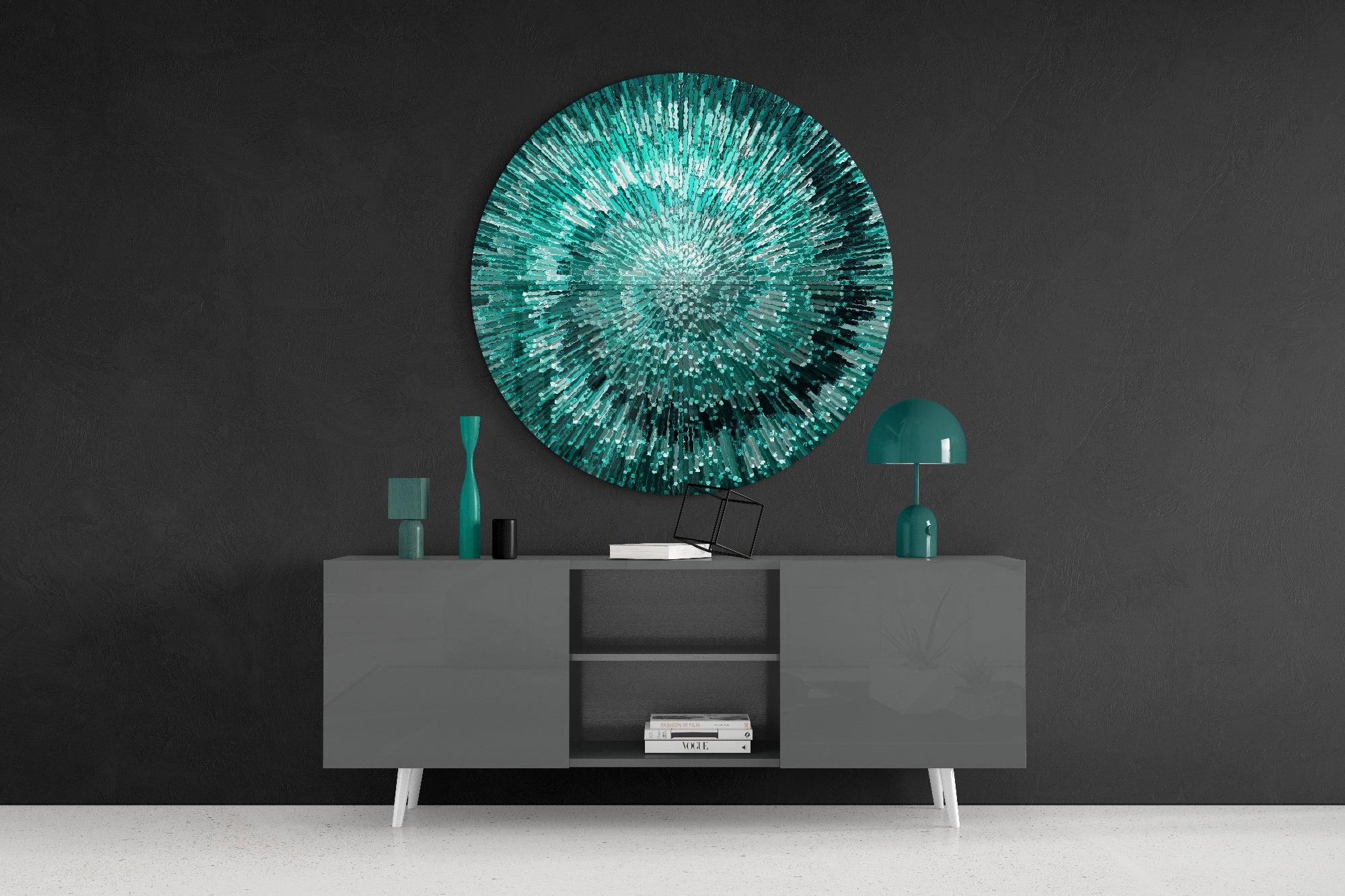 Emerald Helix Glass Wall Art.