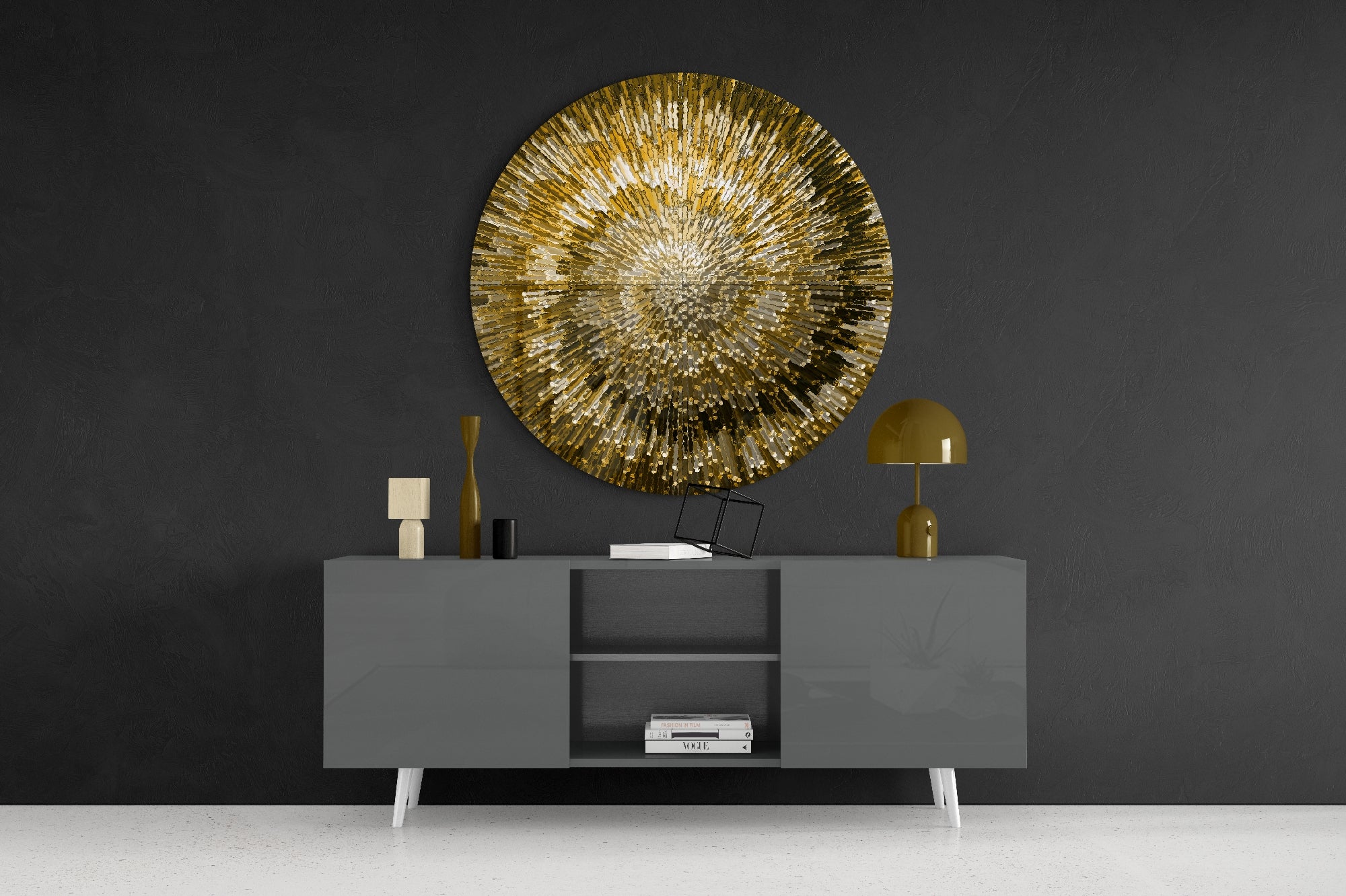 Golden Helix Glass Wall Art.